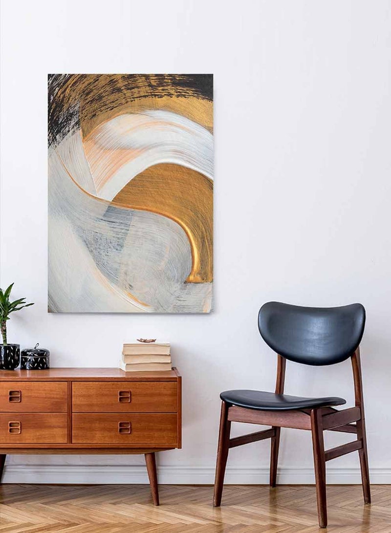 LOWHA Framed Canvas Wall Art Stretched Over Wooden Frame, Brush Waves of Color Painting, For Home, Living Room, Office Decor - Image 4