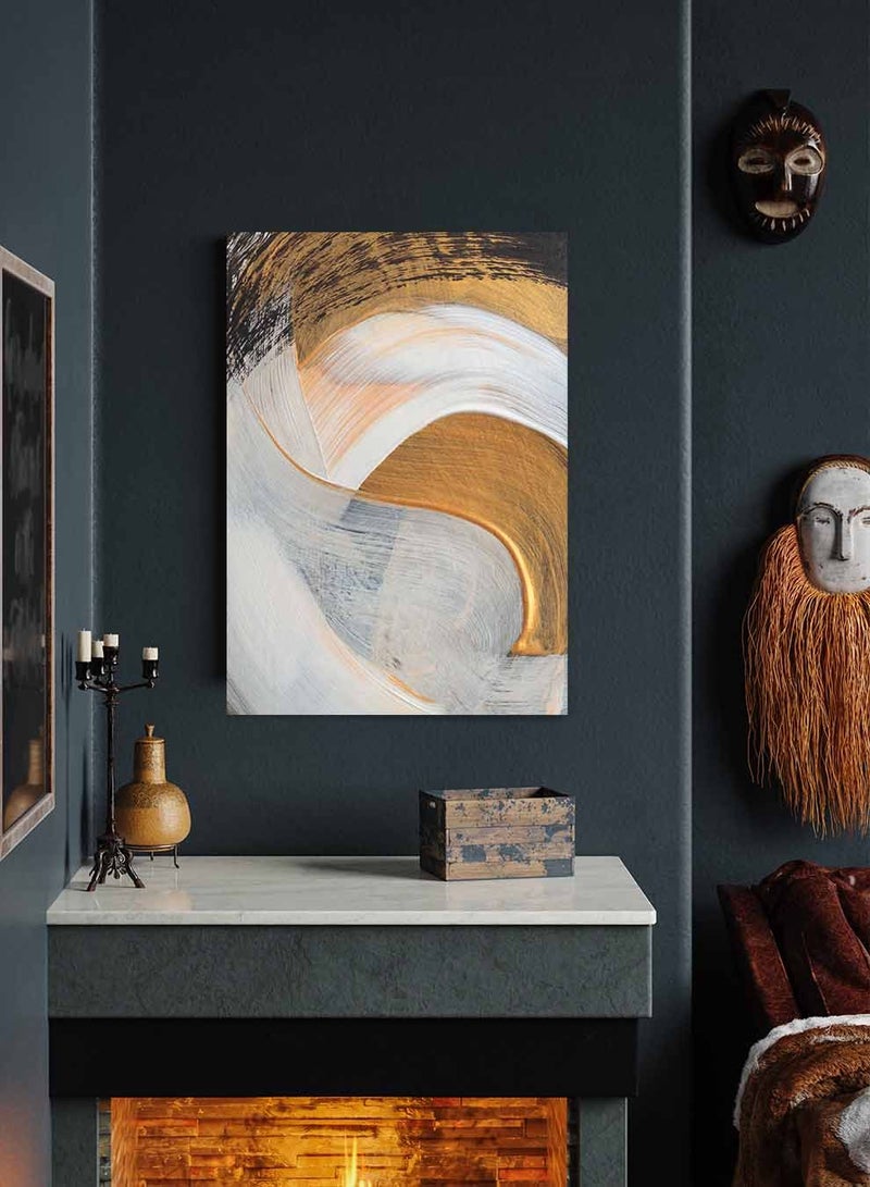 LOWHA Framed Canvas Wall Art Stretched Over Wooden Frame, Brush Waves of Color Painting, For Home, Living Room, Office Decor - Image 1