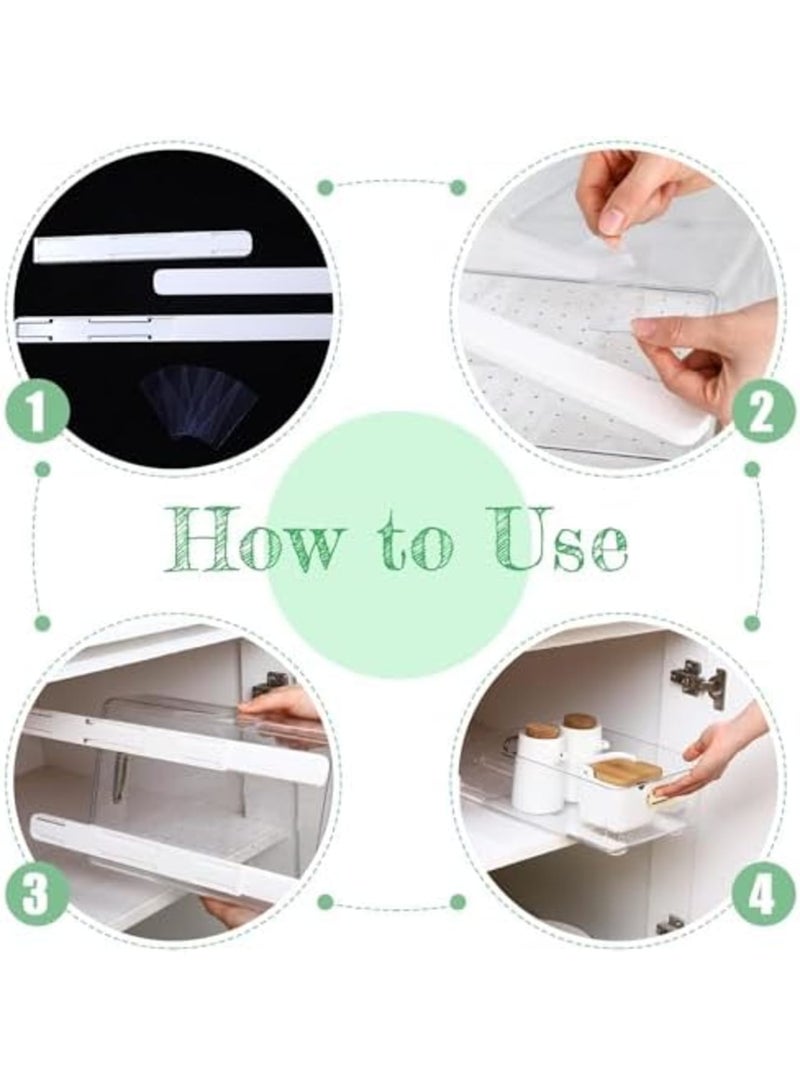 SYOSI 4 Pcs Adhesive Sliders for Cabinets Pull Out Drawer Organizer Accessories, Durable Self-Adhesive Drawer Slides Replacement Guide Rails, Easy Install Cabinet Tracks Runner, Ideal for Home Storage - Image 3