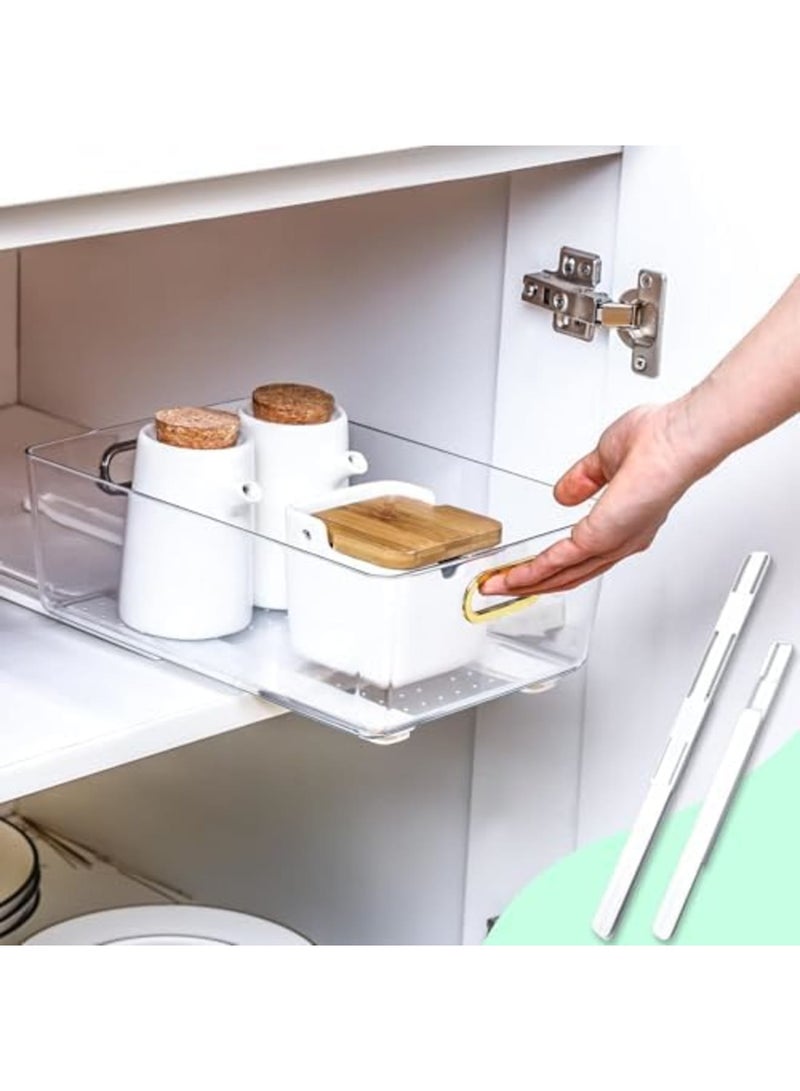 SYOSI 4 Pcs Adhesive Sliders for Cabinets Pull Out Drawer Organizer Accessories, Durable Self-Adhesive Drawer Slides Replacement Guide Rails, Easy Install Cabinet Tracks Runner, Ideal for Home Storage - Image 5