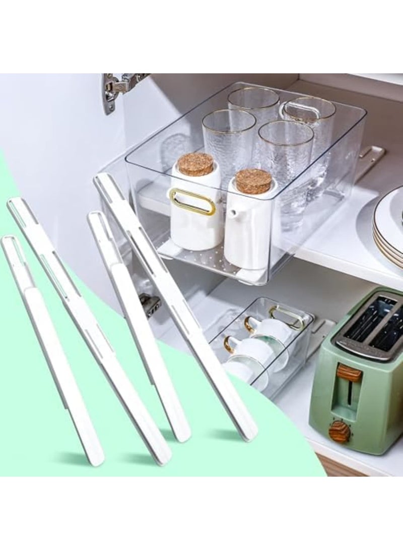 SYOSI 4 Pcs Adhesive Sliders for Cabinets Pull Out Drawer Organizer Accessories, Durable Self-Adhesive Drawer Slides Replacement Guide Rails, Easy Install Cabinet Tracks Runner, Ideal for Home Storage - Image 1