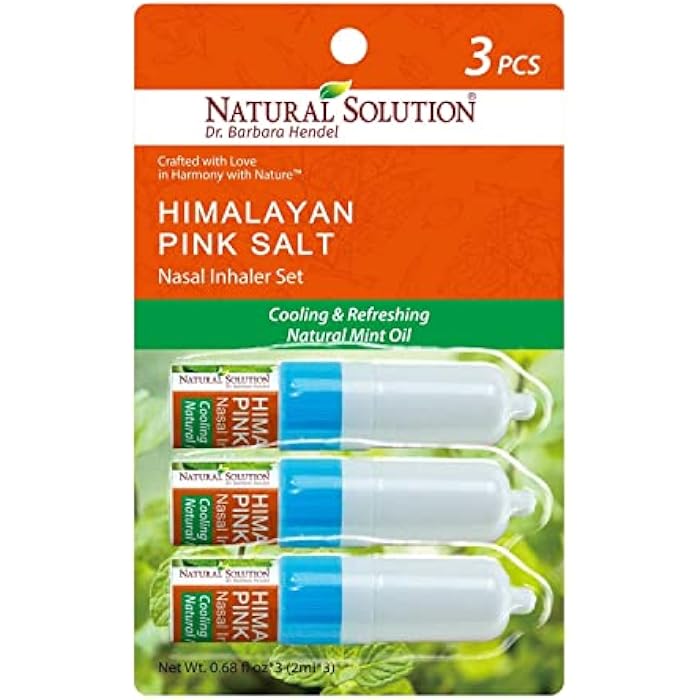 Natural Solution Nasal Inhaler, Infused with Pink Salt and Organic Mint Oil, Nose Cleaner, Cooling, Relaxing & Refreshing Aromatherapy Diffuser, 0.068oz | Pack of 3 (8206A-3PK) - Image 1