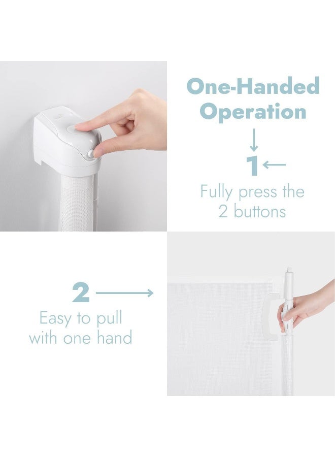 بوابة الأطفال القابلة للسحب SAFENHAND، بوابة أمان واسعة للأطفال أو الحيوانات الأليفة، بارتفاع 33 بوصة، تمتد إلى 54 بوصة، بوابة أمان شبكية للكلاب للسلالم، داخلية، خارجية، للمداخل، الممرات (رمادي) - Image 3