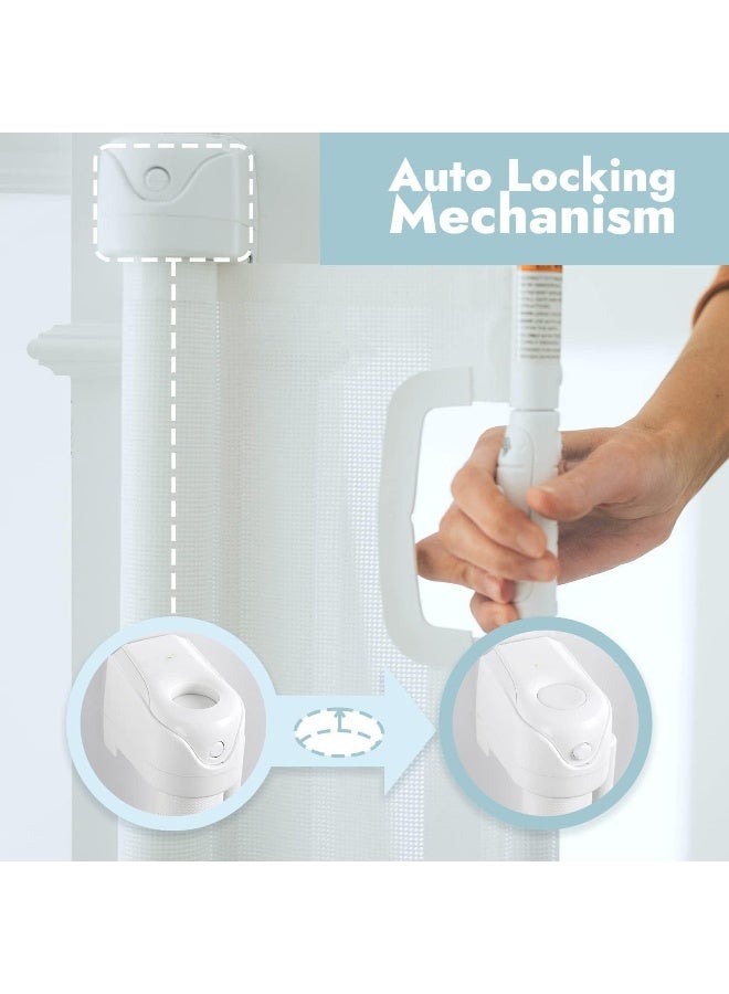 بوابة الأطفال القابلة للسحب SAFENHAND، بوابة أمان واسعة للأطفال أو الحيوانات الأليفة، بارتفاع 33 بوصة، تمتد إلى 54 بوصة، بوابة أمان شبكية للكلاب للسلالم، داخلية، خارجية، للمداخل، الممرات (رمادي) - Image 4