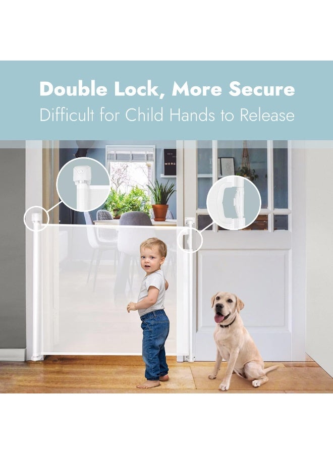 بوابة الأطفال القابلة للسحب SAFENHAND، بوابة أمان واسعة للأطفال أو الحيوانات الأليفة، بارتفاع 33 بوصة، تمتد إلى 54 بوصة، بوابة أمان شبكية للكلاب للسلالم، داخلية، خارجية، للمداخل، الممرات (رمادي) - Image 2