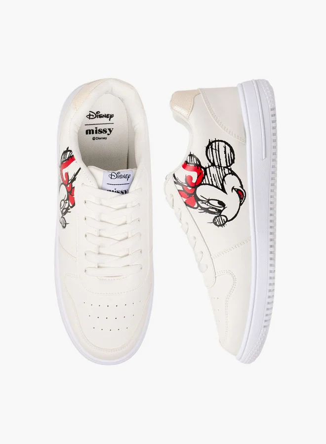ديزني Women Minnie Mouse Print Lace-Up Sneakers