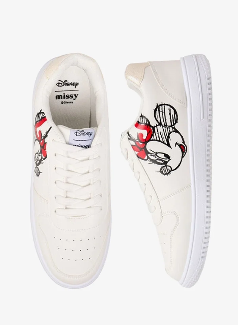 Disney Women Minnie Mouse Print Lace-Up Sneakers