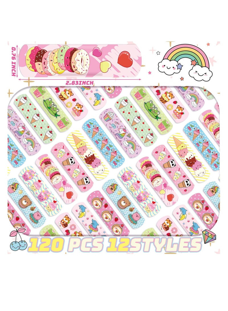 Excefore Kids Cartoon Bandages, 120 Pcs Flexible Adhesive Colorful Bandages, Waterproof Breathable Bandages, Knuckle Stickers Comfortable Protection Care Scrapes and Cuts, for Children Toddlers - Image 2