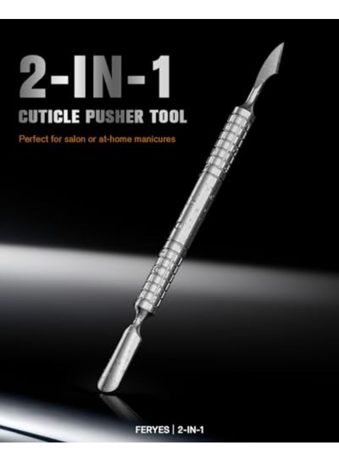 FERYES 2025 Upgraded Dual Head Cuticle Pusher Remover Tool Curved Chisel Edge Stainless Steel Ergonomic NonSlip Handle for Professional Salon Home Manicure Nail - Image 3