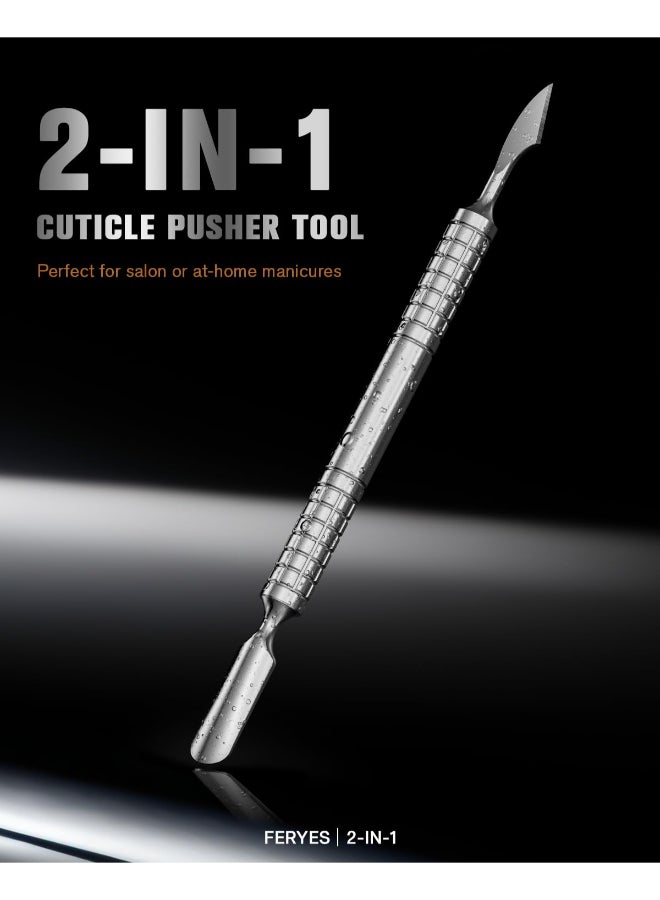 FERYES 2025 Upgraded Dual Head Cuticle Pusher Remover Tool Curved Chisel Edge Stainless Steel Ergonomic NonSlip Handle for Professional Salon Home Manicure Nail - Image 4