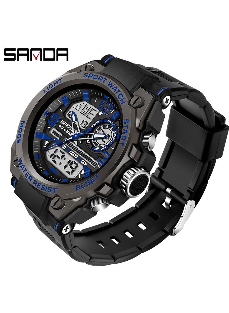 Sanda Men's Watches Sports Outdoor Waterproof Watch Date Multi Function Tactics LED Alarm Stopwatch - Image 1