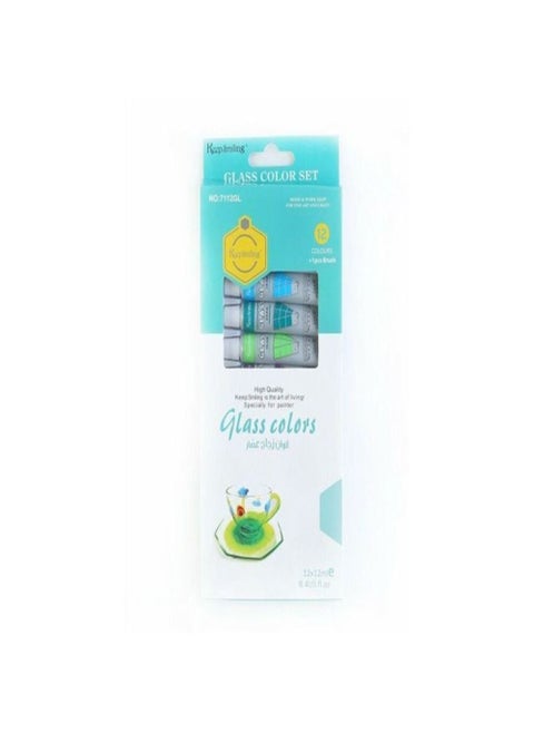 Keep Smiling Glass Color Set - 12 Ml - 12 Colors &1 Brush