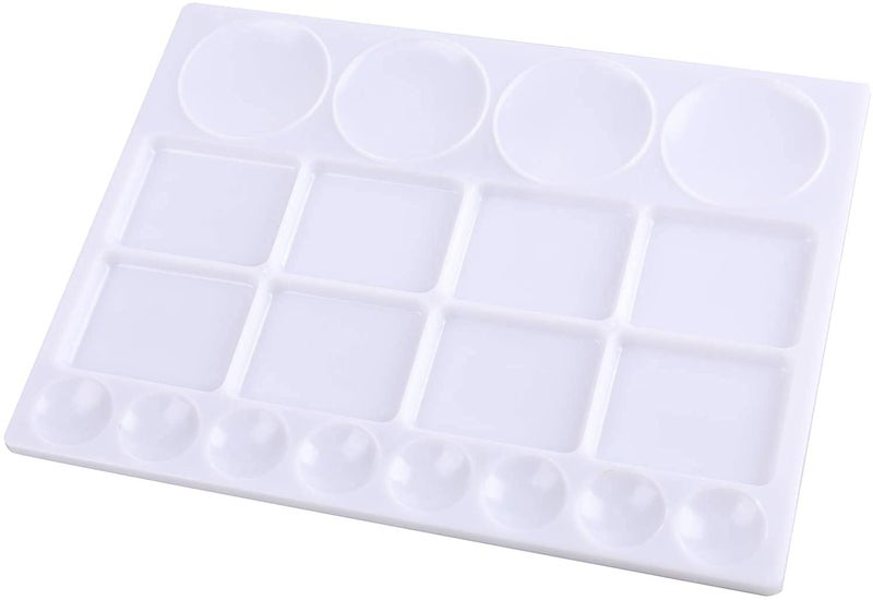 Kabeer Art Rectangle 20 Well Plastic Painting Palette 32.5x25cm for Watercolor, Acrylic and Oil Painting - Image 1