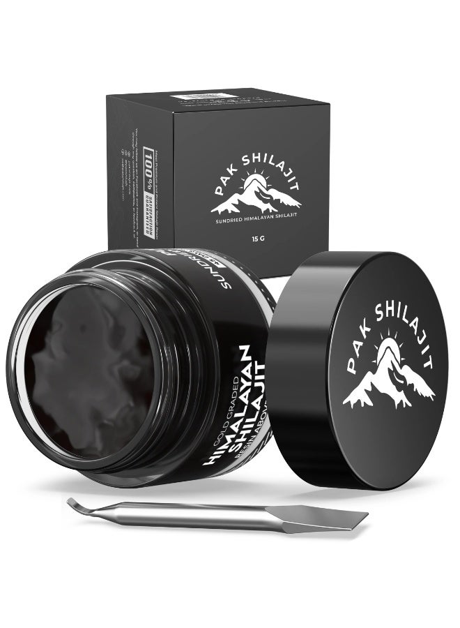 Pure Himalayan Shilajit Resin 45 Days Sun Dried & Gold Graded Shilajit Above 17000FT | Purified & Organic, 85 Plus Natural Minerals, Rich in Fulvic & Humic Acid for Men & Womens (15Gram)