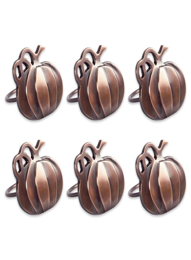 DII Christmas Thanksgiving Holiday Tabletop Décor Collection Decorative Napkin Ring Holder Set, 2" Diameter, Rustic Harvest Pumpkin, 6 Piece - Image 1
