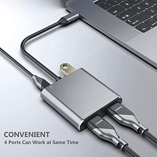 RuhZa® USB C to Dual HDMI Adapter, 4 in 1 USB Type C Hub with 2 HDMI?4K@30Hz?/USB3.0 /PD Charging, Dual HD Screen Display USB-C Docking Station Compatible... - Image 3