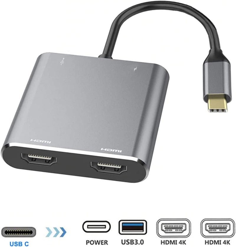 RuhZa® USB C to Dual HDMI Adapter, 4 in 1 USB Type C Hub with 2 HDMI?4K@30Hz?/USB3.0 /PD Charging, Dual HD Screen Display USB-C Docking Station Compatible... - Image 2