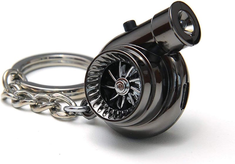 aakichi BLACK 1PC Turbo Design Metal Keychain Key Ring Metal Key chain Pendant Ring Car Styling|fast furious keychain|turbo lighter keiIychain| steering wheel keyichain|car gear keyichain - Image 4