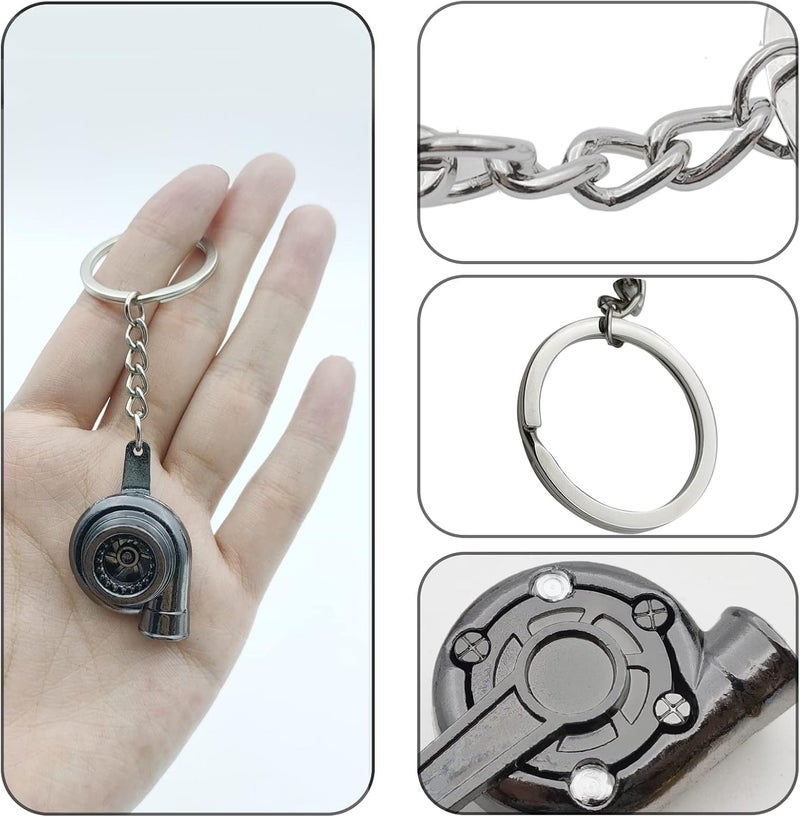 aakichi BLACK 1PC Turbo Design Metal Keychain Key Ring Metal Key chain Pendant Ring Car Styling|fast furious keychain|turbo lighter keiIychain| steering wheel keyichain|car gear keyichain - Image 3