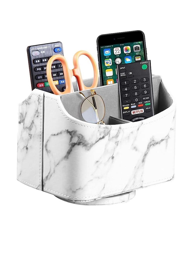 Generic Leather 360°Rotatable Remote Control Holder,Nightstand TV Remote Caddy,Office Supplies Desktop Organizer,Spinning Storage Box for Pen,Mail,Phone, Media Player, Heater Controllers  - Image 1