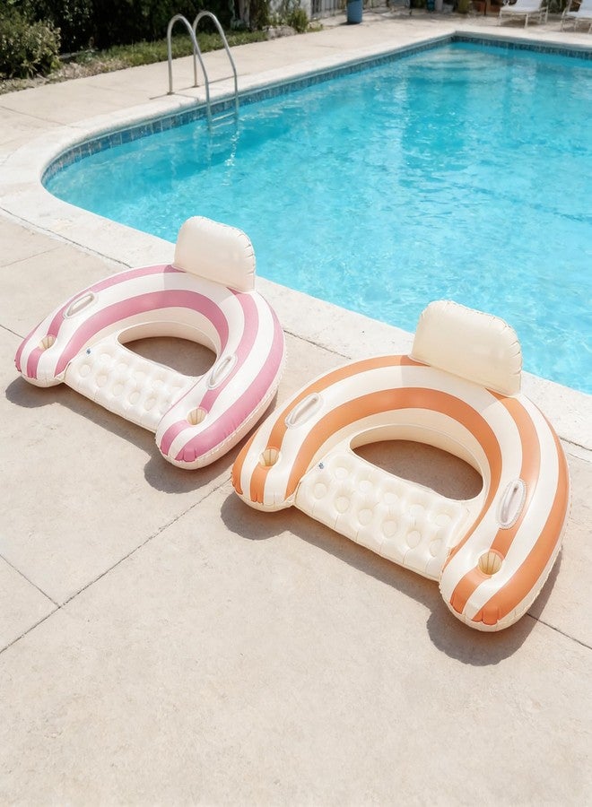 Yuokwer Pool Floats Chairs， Adult Inflatable Pool Lounge， Sit in Float Inflatable Pool Float Pool Lounge with Heavy-Duty Handles - 300lb Weight Capacity -Blue (Pink-Orange) - Image 5
