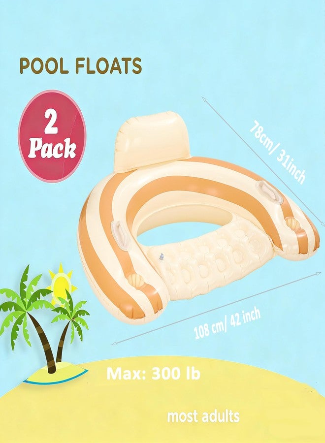 Yuokwer Pool Floats Chairs， Adult Inflatable Pool Lounge， Sit in Float Inflatable Pool Float Pool Lounge with Heavy-Duty Handles - 300lb Weight Capacity -Blue (Pink-Orange) - Image 2