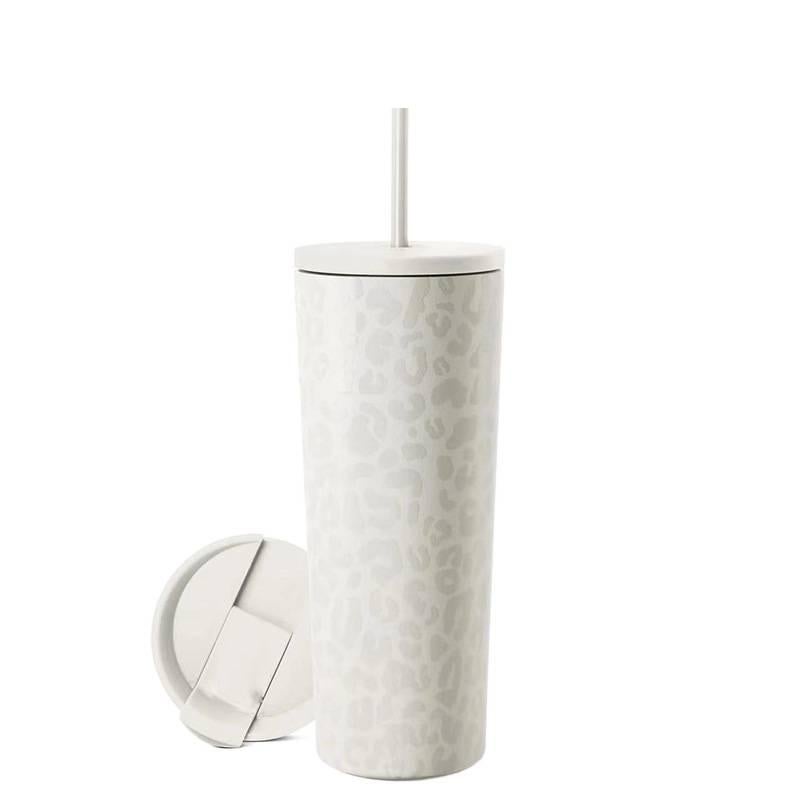16 oz Stainless Steel Coffee Mug with Straw Top - Image 4