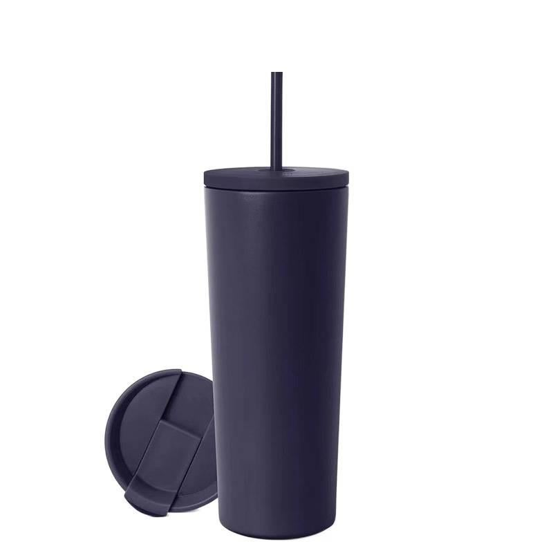 16 oz Stainless Steel Coffee Mug with Straw Top - Image 2