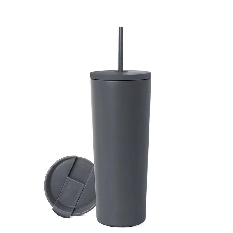 16 oz Stainless Steel Coffee Mug with Straw Top - Image 3