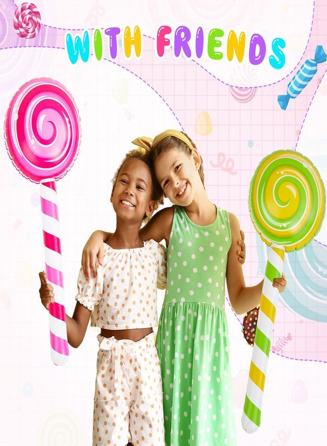 Poen 8 قطع من حلوى مصاصة قابلة للنفخ كبيرة الحجم 29.53 بوصة، زينة حفلات أعياد الميلاد، دعامة مصاصة عملاقة قابلة للنفخ على شكل حلوى بالونات لحفلات ذات طابع خاص (عتيق) - Image 3