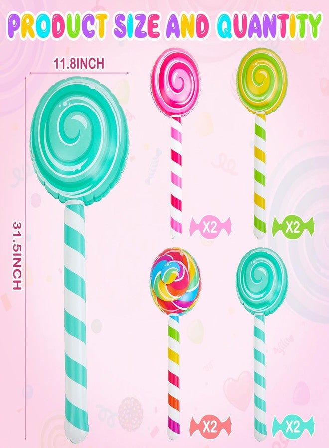 Poen 8 قطع من حلوى مصاصة قابلة للنفخ كبيرة الحجم 29.53 بوصة، زينة حفلات أعياد الميلاد، دعامة مصاصة عملاقة قابلة للنفخ على شكل حلوى بالونات لحفلات ذات طابع خاص (عتيق) - Image 2