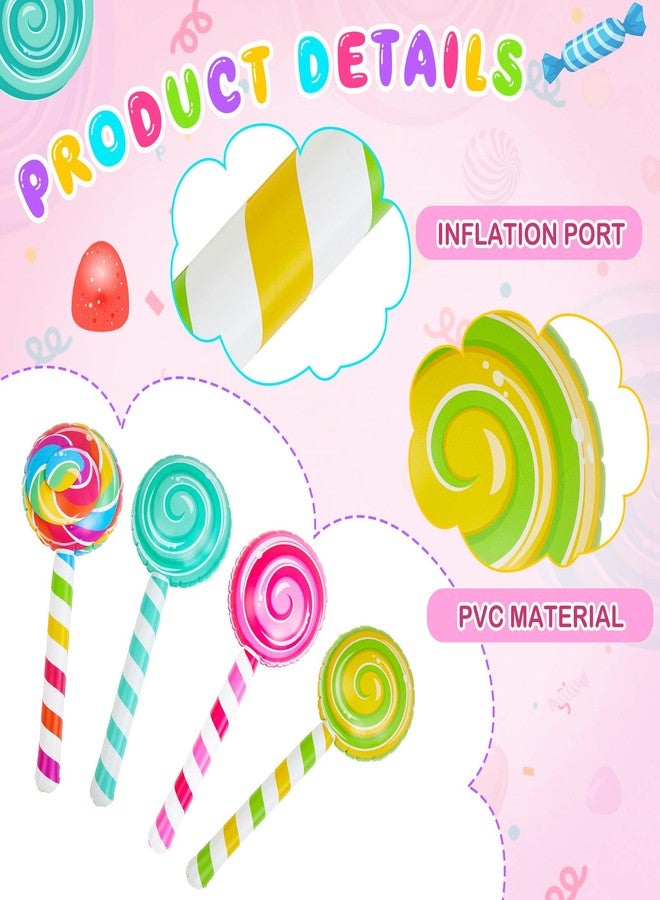 Poen 8 قطع من حلوى مصاصة قابلة للنفخ كبيرة الحجم 29.53 بوصة، زينة حفلات أعياد الميلاد، دعامة مصاصة عملاقة قابلة للنفخ على شكل حلوى بالونات لحفلات ذات طابع خاص (عتيق) - Image 4