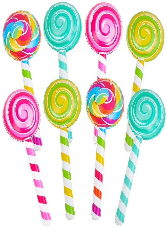 Poen 8 قطع من حلوى مصاصة قابلة للنفخ كبيرة الحجم 29.53 بوصة، زينة حفلات أعياد الميلاد، دعامة مصاصة عملاقة قابلة للنفخ على شكل حلوى بالونات لحفلات ذات طابع خاص (عتيق) - Image 1