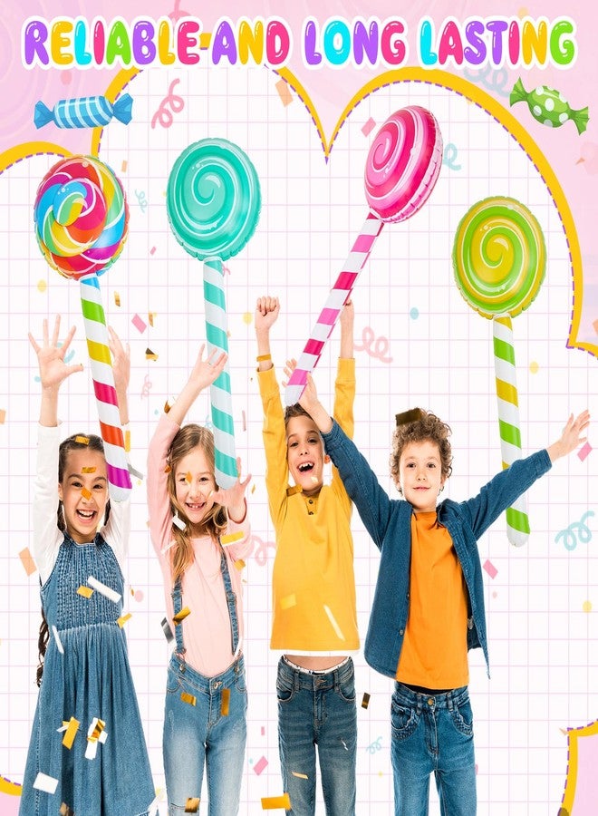 Poen 8 قطع من حلوى مصاصة قابلة للنفخ كبيرة الحجم 29.53 بوصة، زينة حفلات أعياد الميلاد، دعامة مصاصة عملاقة قابلة للنفخ على شكل حلوى بالونات لحفلات ذات طابع خاص (عتيق) - Image 5