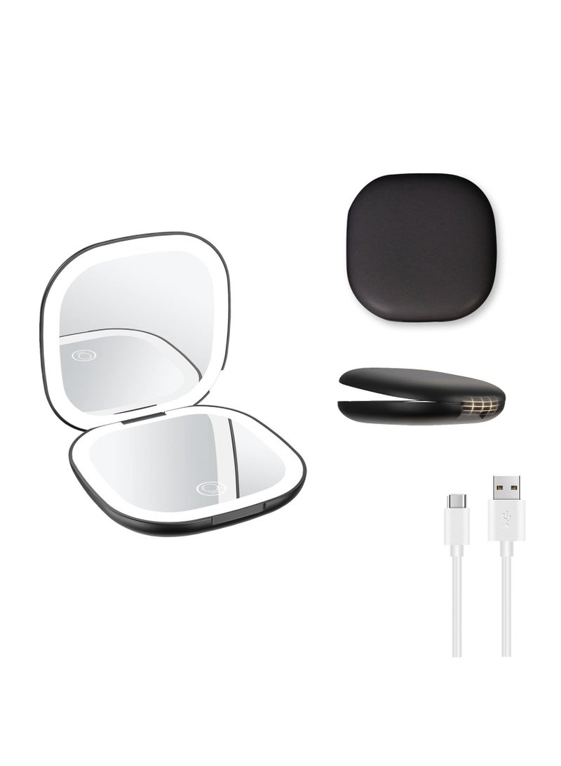 Compact Mirror, Rechargeable Compact Makeup Mirror,Lighted Travel Makeup Mirror with 1X/10X Magnifying Double Sided Dimmable, Portable Pocket Mirror for Handbag and Pocket  - Image 2