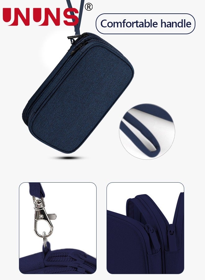 يو إن يو إن أس حقيبة الملحقات الإلكترونية، حقيبة تنظيم كابلات السفر المقاومة للماء بثلاث طبقات مع حبل  وسحاب، للأجهزة الإلكترونية التقنية، السلك، الشاحن، بطاقة SD، محرك فلاش، الهاتف، أزرق داكن - Image 5