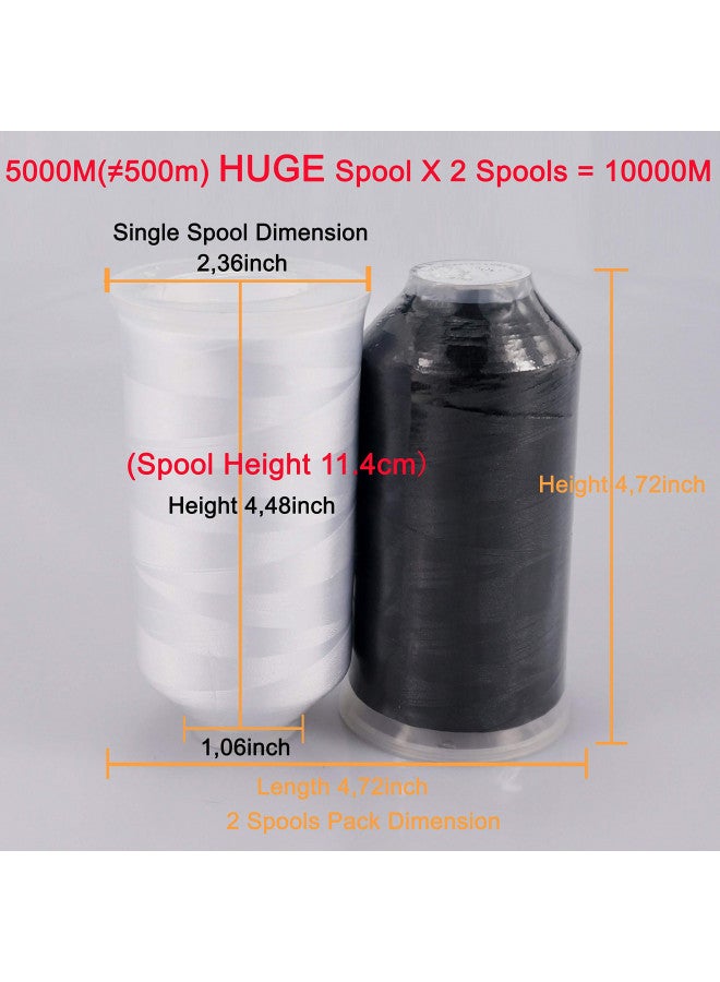 New brothreads - 40 Options- Various Assorted Color Packs of Polyester Embroidery Machine Thread Huge Spool 5000M for All Embroidery Machines -1Black+1White - Image 2