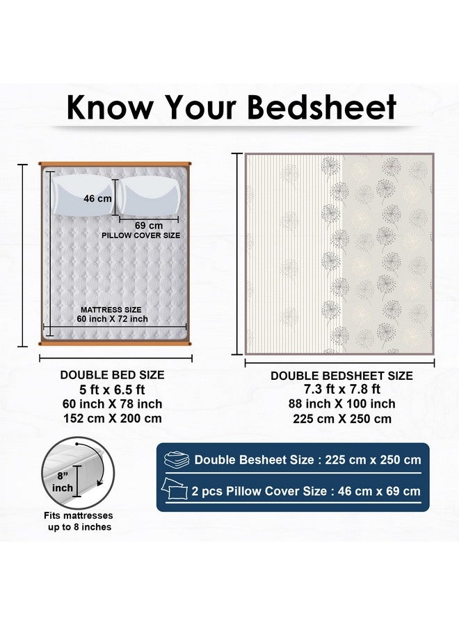 Story@Home Bedsheet for Double Size Bed | 186 TC | Beige | Floral | 1 Piece Cotton bedsheet for Double Size Bed with 2 Pillow Covers (225 x 250 cm) Perfect for Home Decor & Gifting | Cotton bedsheet - Image 1