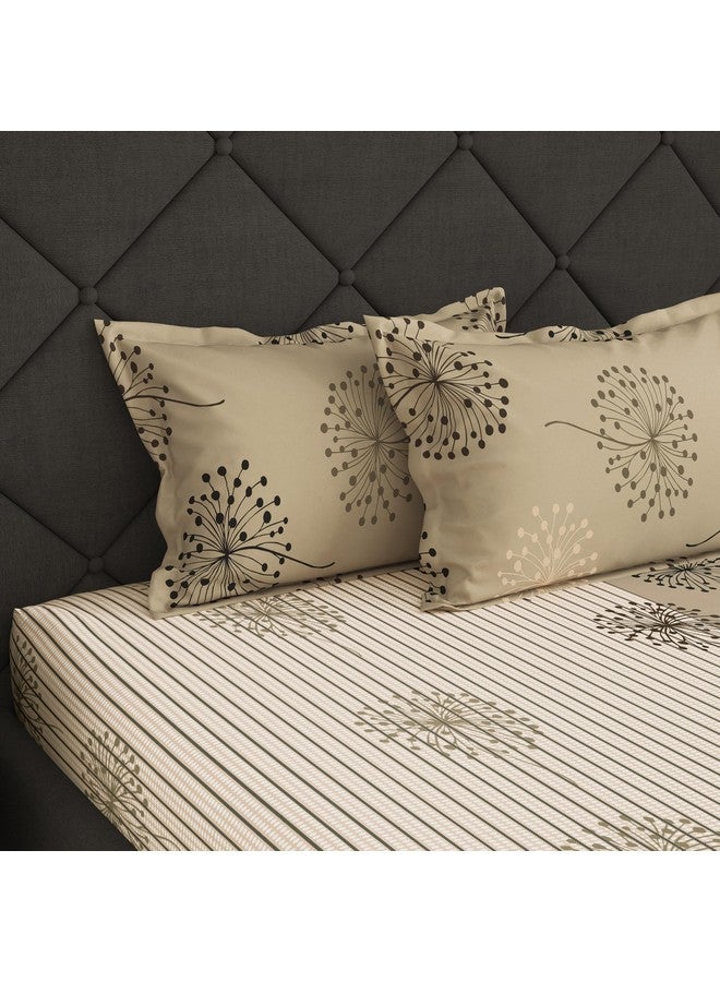 Story@Home Bedsheet for Double Size Bed | 186 TC | Beige | Floral | 1 Piece Cotton bedsheet for Double Size Bed with 2 Pillow Covers (225 x 250 cm) Perfect for Home Decor & Gifting | Cotton bedsheet - Image 2