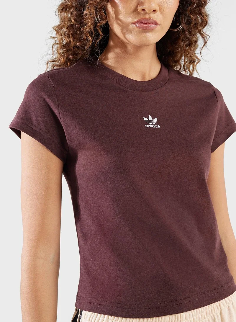 Adidas ESS SLIM TEE Brown Originals Women T-SHIRTS