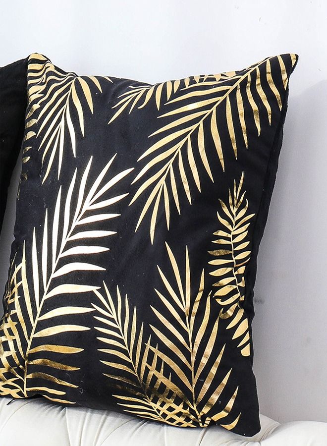 fashionhome Shining Leaf Printed Design Cushion Covers Decor Throw Pillow Cover Gold Decorative Pillowcase Cushion Cover for Bedroom Sofa Car Home Decor 45x45 cm  - Image 2