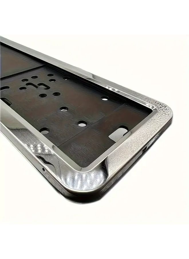 Stainless Steel European License Plate Frame 1pc Waterproof Rust Resistant - Image 2