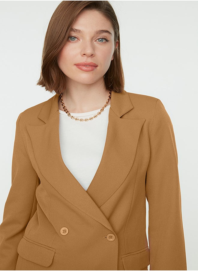 trendyol - Camel Double Button Pocket Detailed Lined Blazer Woven Jacket TCTAW22CK0007 - Image 1