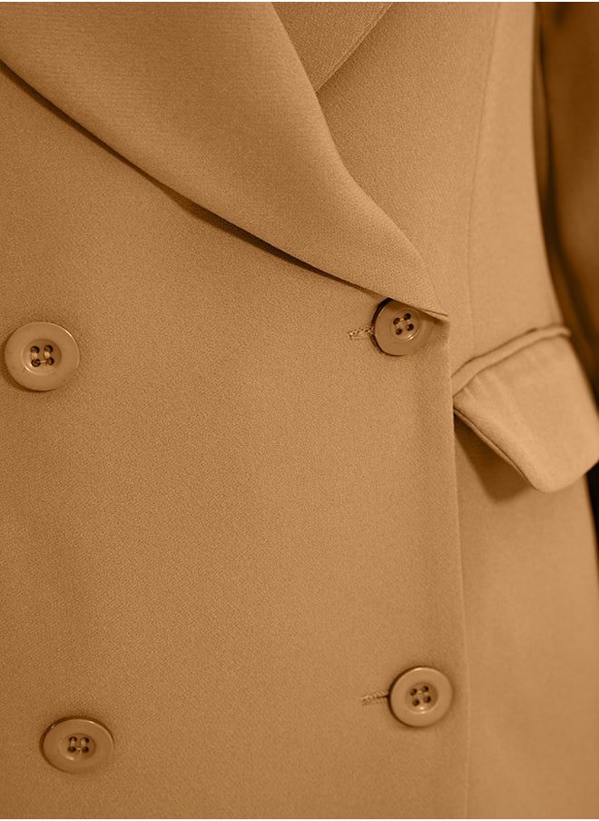 trendyol - Camel Double Button Pocket Detailed Lined Blazer Woven Jacket TCTAW22CK0007 - Image 1