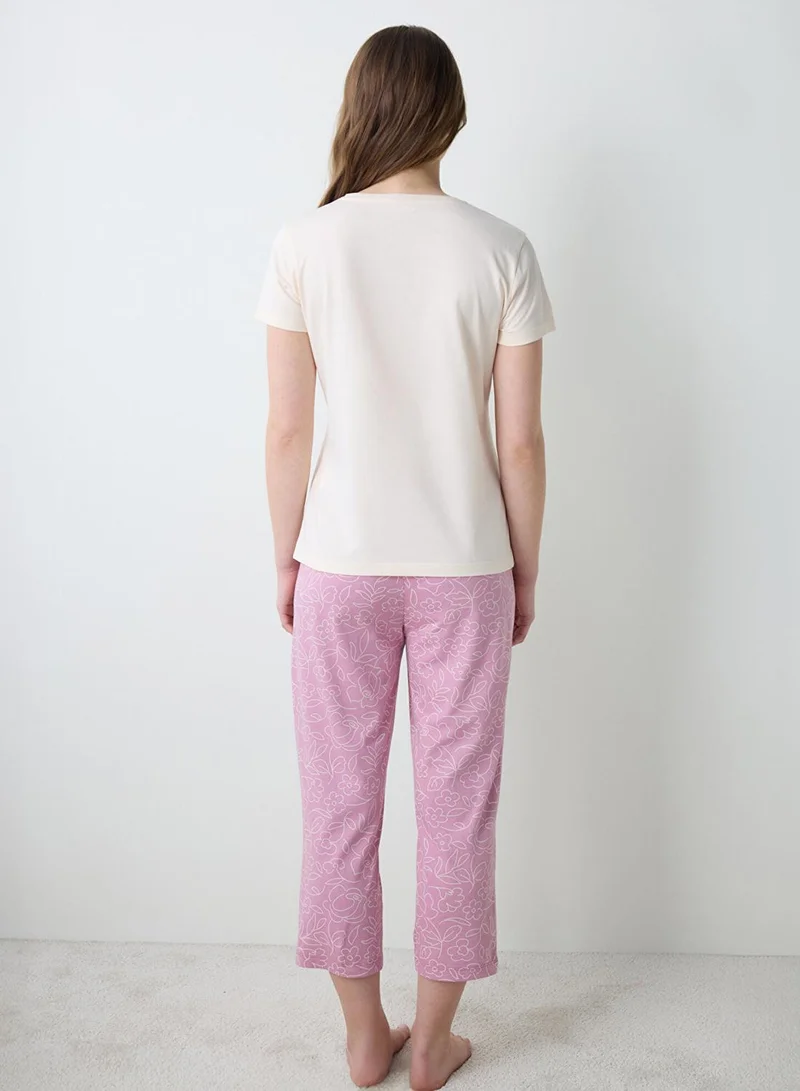 Penti Mix Penti Mix Roses Capri Cotton Pyjama Set for Women | Best Price UAE