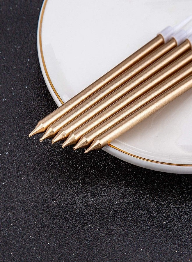 Happy Space - 6pcs Champagne Gold Metallic Birthday Candles. Cake/Cupcake Decoration for Birthdays/Anniversary/Baby Shower/Golden Jubilee - Image 3