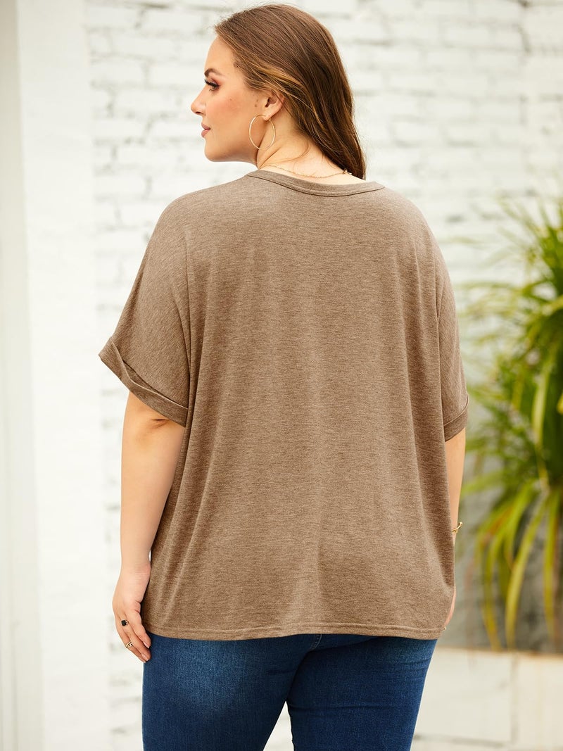 Langwyqu Womens Tops Oversized Tshirts Summer Short Sleeve T Shirts Business Casual Loose Fit Basic Tees Spring Fall Fashion Trendy Clothes 2025 Khaki - Image 3