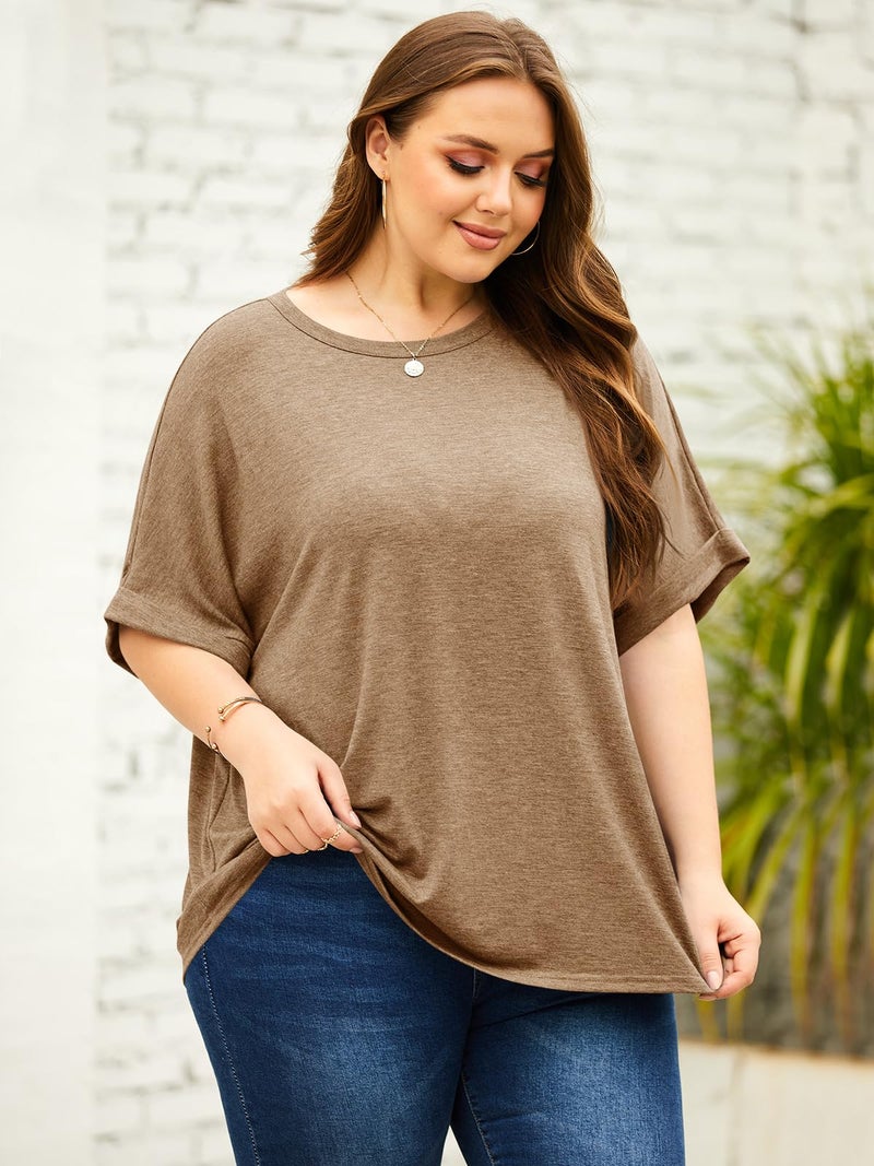 Langwyqu Womens Tops Oversized Tshirts Summer Short Sleeve T Shirts Business Casual Loose Fit Basic Tees Spring Fall Fashion Trendy Clothes 2025 Khaki - Image 2