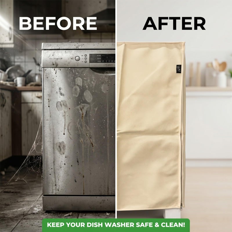 Alanwar | Leather Burgundy Dishwasher Cover Medium Size | 62x47x87 cm | Waterproof Dustproof Kitchen Appliance Protective Cover | Zipper - Image 3
