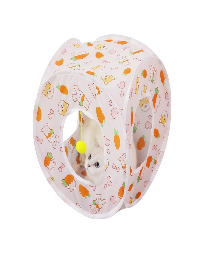 Andiker Cat Tent, 3 Holes Safe and Strong Cute Cats Tunnel Collapsible Easy to Carry Cat House for Indoor Cats Kittens Hiding Playing Training Sleeping (Square Carrot) - Image 2